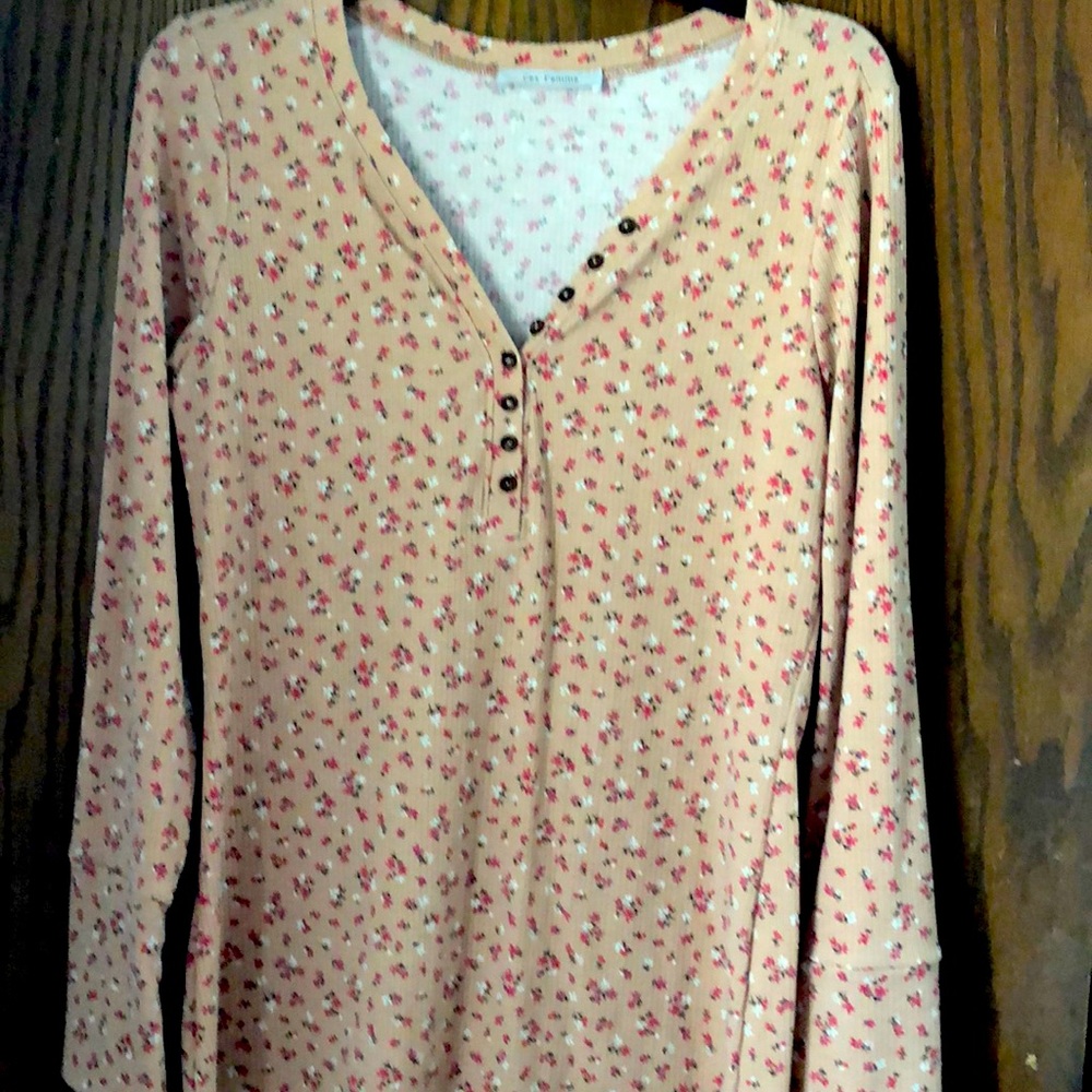 Long sleeved Henley shirt